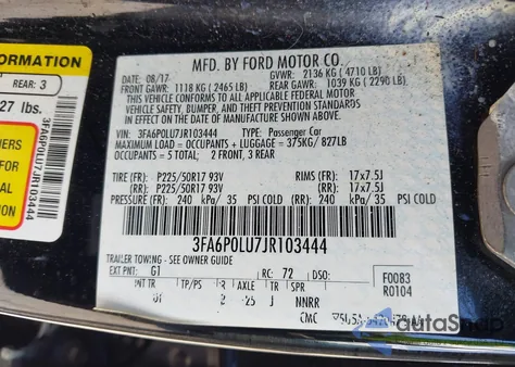 2018 Ford Fusion Hybrid Se from USA, damaged, VIN 3FA6P0LU7JR103444